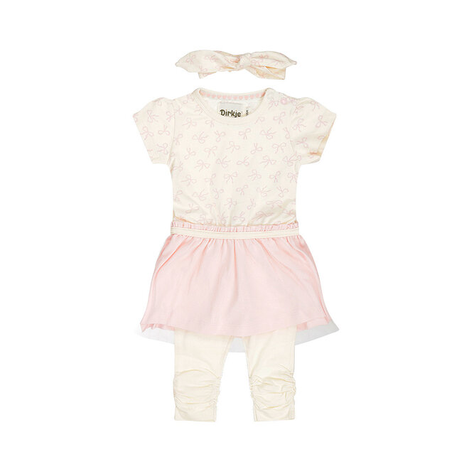 Dirkje girls' set dress leggings hairband light pink bow