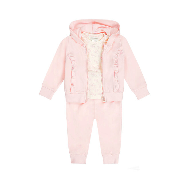 Dirkje Mädchen Set Shirt Jogginghose Strickjacke hellrosa Schleife