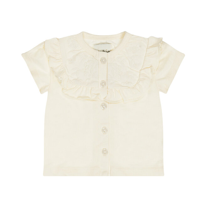 Dirkje meisjes T-shirt off white geborduurde bloem