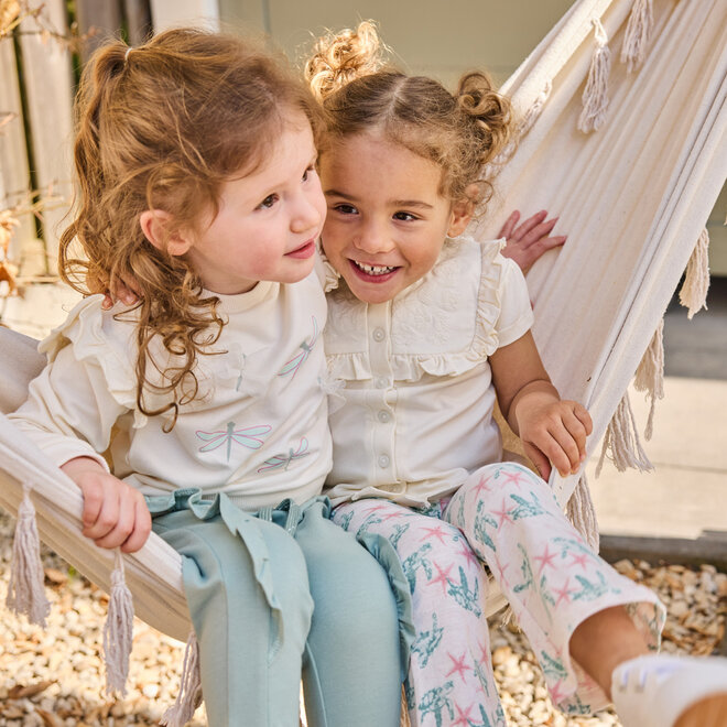 Dirkje girls' T-shirt off-white embroidered flower