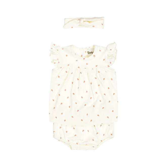 Dirkje meisjes baby jurk luierbroekje haarband off white