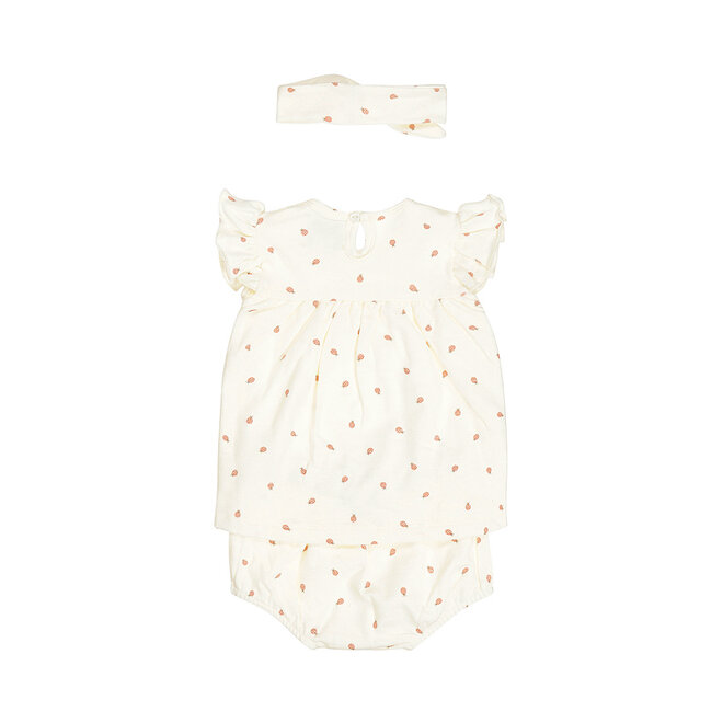 Dirkje meisjes baby jurk luierbroekje haarband off white