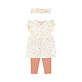 Dirkje meisjes set jurk legging haarband off white roze