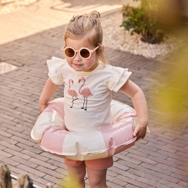 Dirkje Mädchen Co-ord Set Shirt Shorts Off-White Rosa