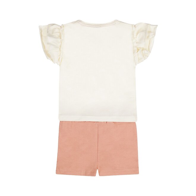 Dirkje Mädchen Co-ord Set Shirt Shorts Off-White Rosa