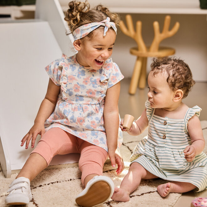 Dirkje meisjes set jurk legging haarband off white roze