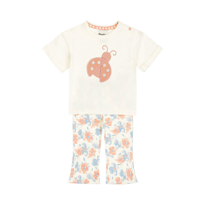 Dirkje Mädchen Set Shirt Flared Leggings Off-White Rosa