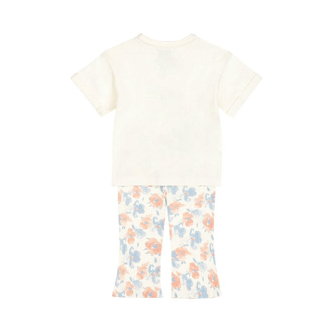 Dirkje meisjes set shirt flared legging off white roze