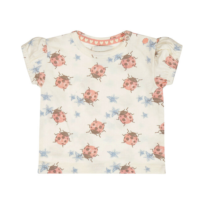 Dirkje girls' T-shirt off-white pink ladybird
