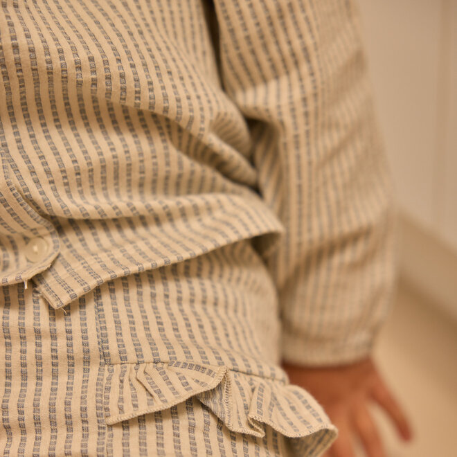 Dirkje Mädchen Shorts blau weiß Baumwolle Seersucker