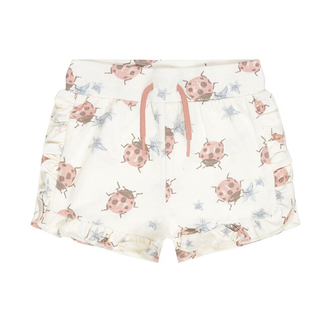 Dirkje meisjes shorts off white roze lieveheersbeestje