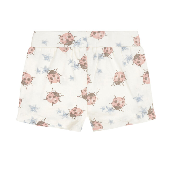 Dirkje meisjes shorts off white roze lieveheersbeestje