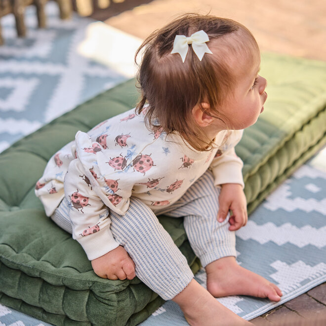 Dirkje girls' trousers blue white cotton seersucker