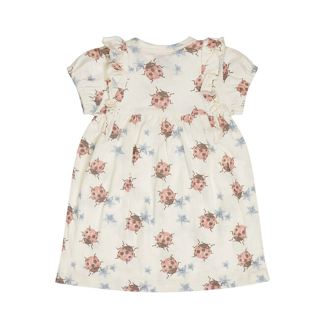Dirkje girls' dress off-white pink ladybird