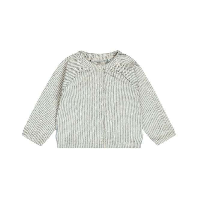 Dirkje Mädchenbluse Blau Weiß Baumwolle Seersucker