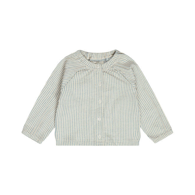 Dirkje meisjes blouse blauw wit katoen seersucker