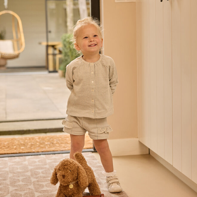 Dirkje girls' blouse blue white cotton seersucker