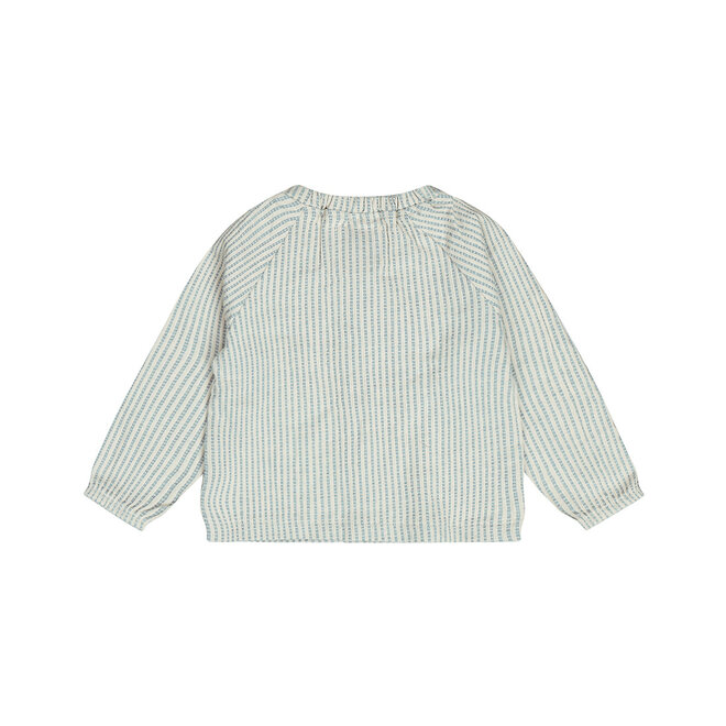 Dirkje girls' blouse blue white cotton seersucker