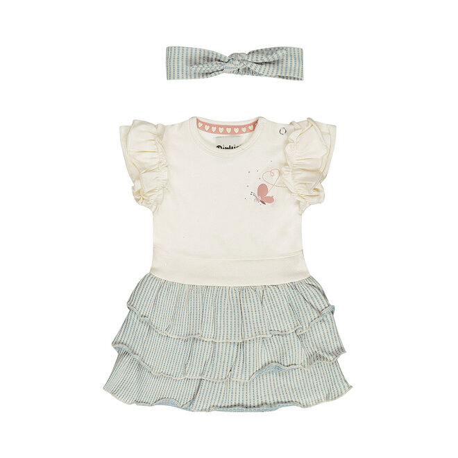 Dirkje girls' dress hairband blue white seersucker