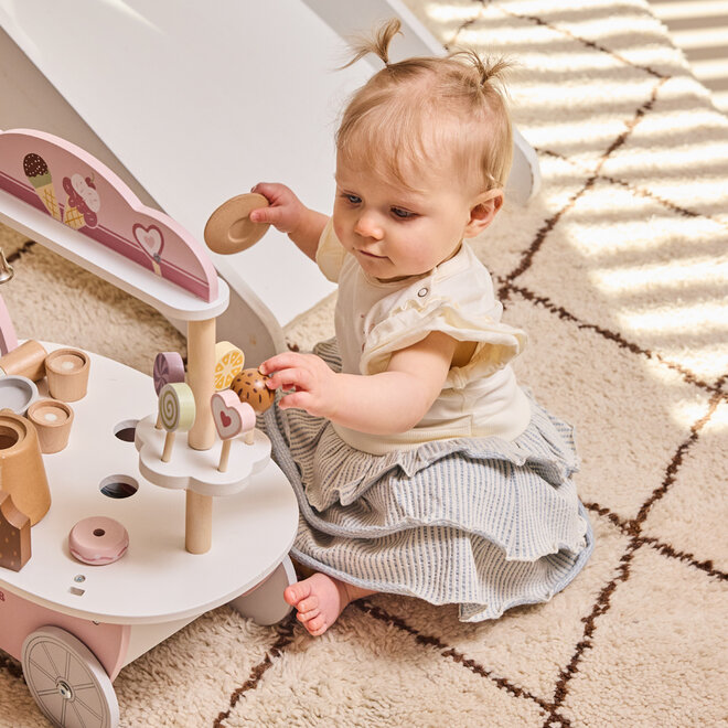 Dirkje meisjes jurk haarband blauw wit seersucker