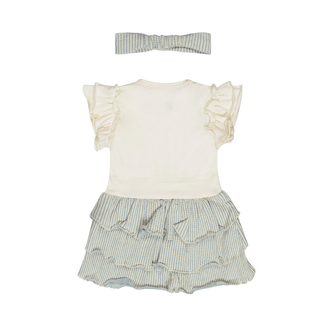 Dirkje girls' dress hairband blue white seersucker