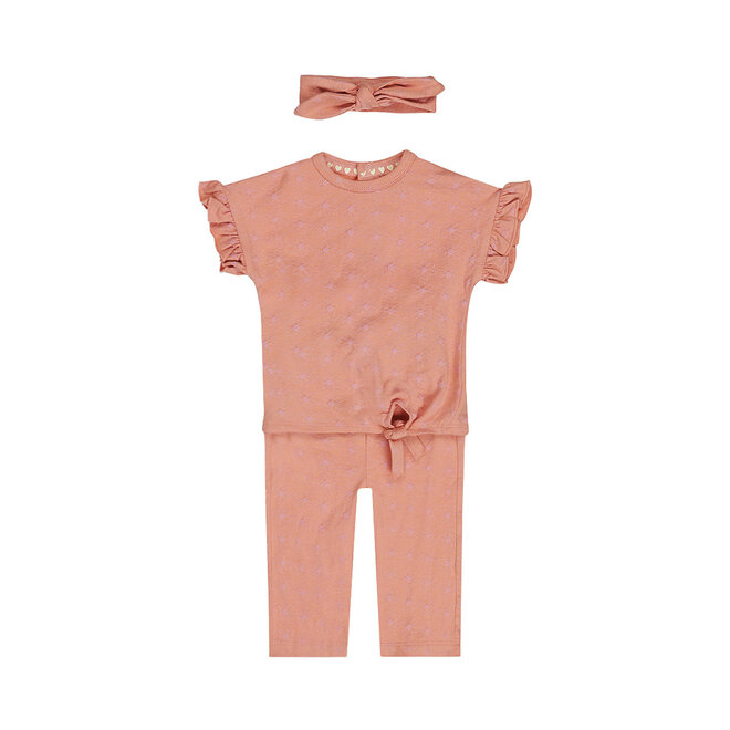 Dirkje Mädchen-Set Shirt Hose Haarband Rosa Blume