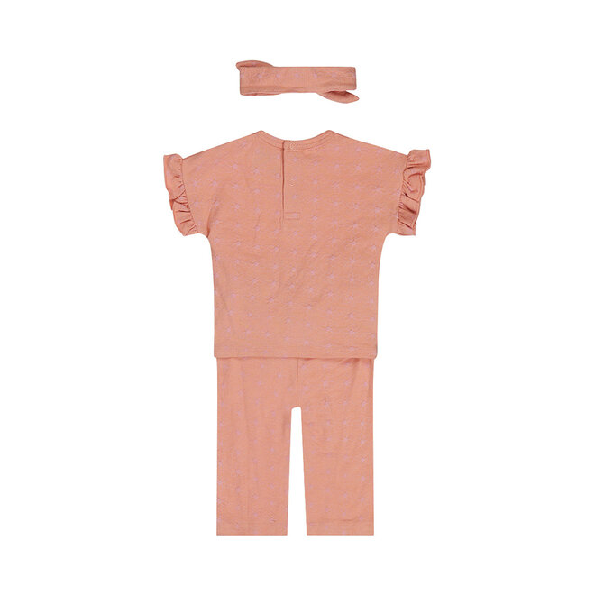 Dirkje meisjes set shirt broek haarband roze bloem