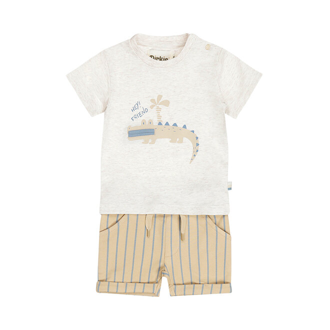 Dirkje boys' set shirt shorts off-white sand blue