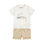 Dirkje jongens set shirt shorts off white zand blauw