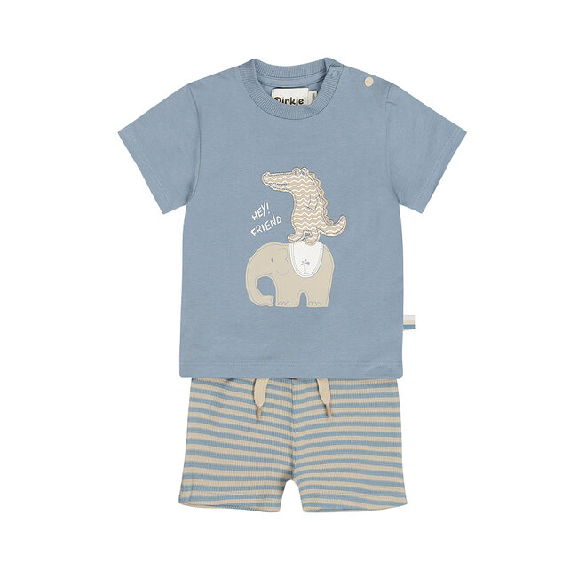 Dirkje boys' set shirt shorts blue sand striped
