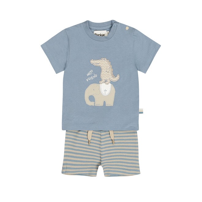Dirkje Jungen Set Shirt Shorts blau sand gestreift