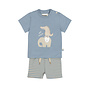 Dirkje jongens set shirt shorts blauw zand gestreept