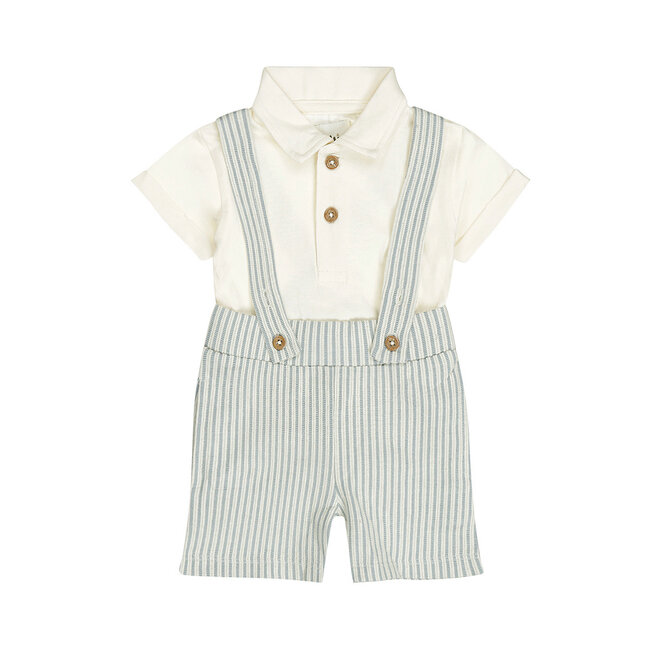Dirkje Jungen Set Polohemd Shorts blau cremefarben