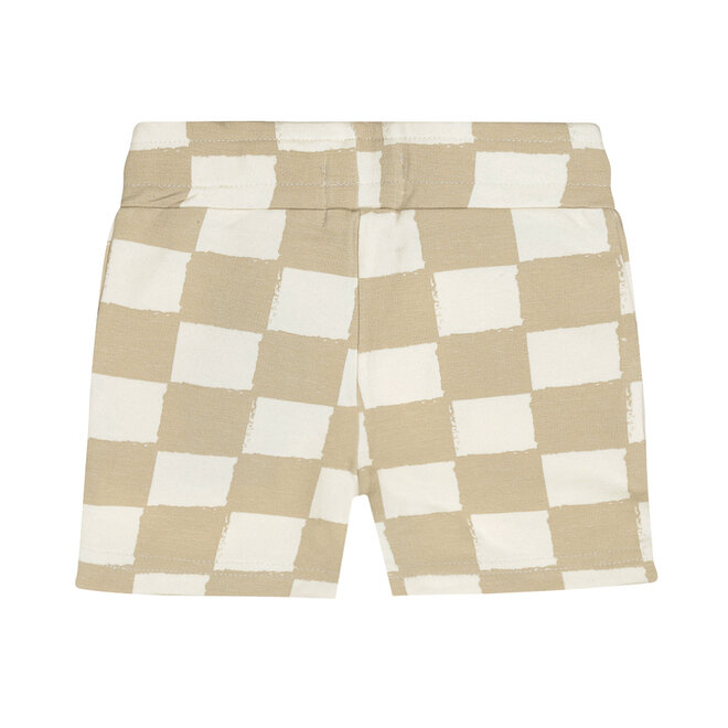 Dirkje boys' jogging shorts off-white sand checked