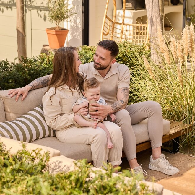 Dirkje Jungen Set Jogging Shorts blau sandfarben Baumwolle