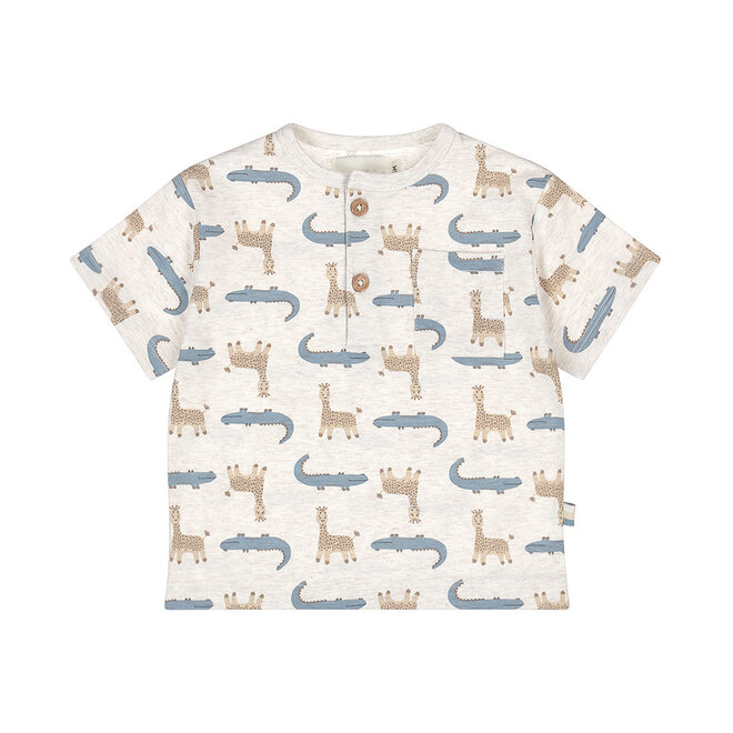 Dirkje Jungen T-Shirt loose fit cremefarben blau Tiere
