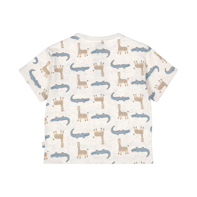 Dirkje jongens T-shirt loose fit off white blauw dieren