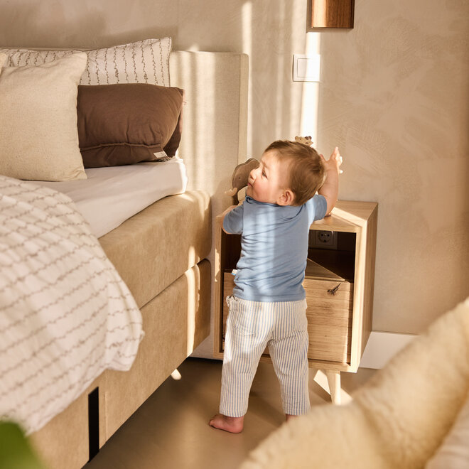 Dirkje boys' trousers blue white seersucker