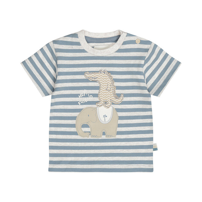 Dirkje boys' T-shirt blue off-white striped animals