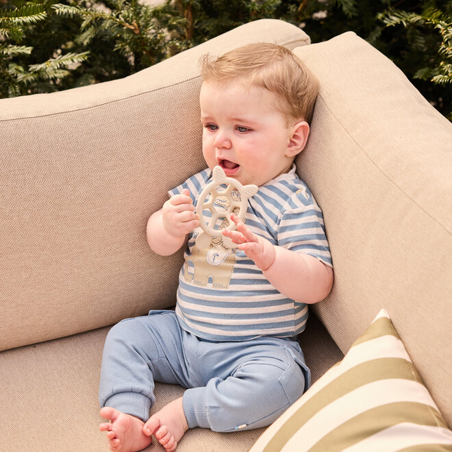 Dirkje boys' T-shirt blue off-white striped animals