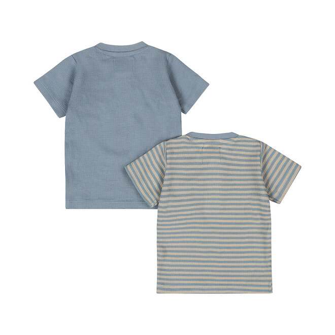 Dirkje Jungen Set T-Shirts blau sandfarben gestreift Baumwolle