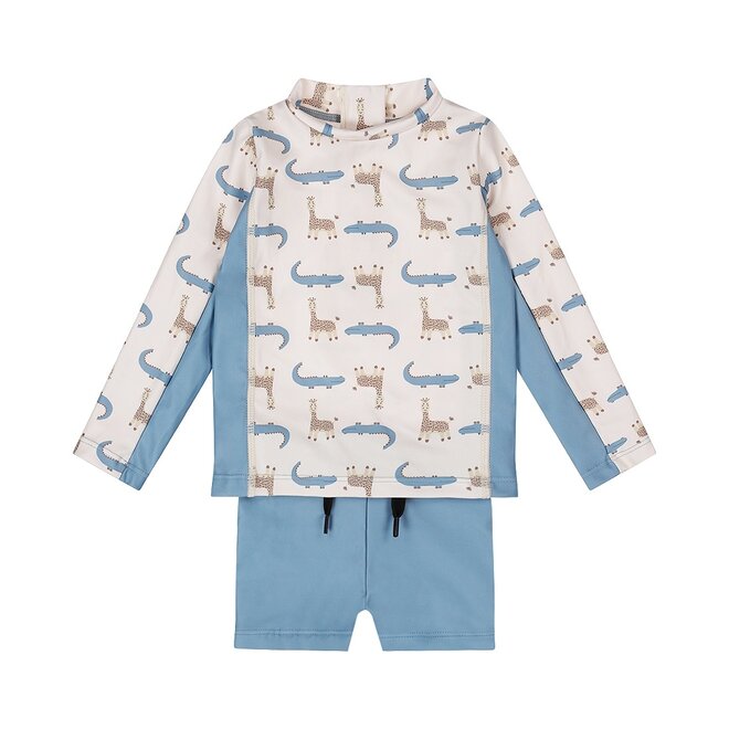 Dirkje boys' swim set off-white blue animals