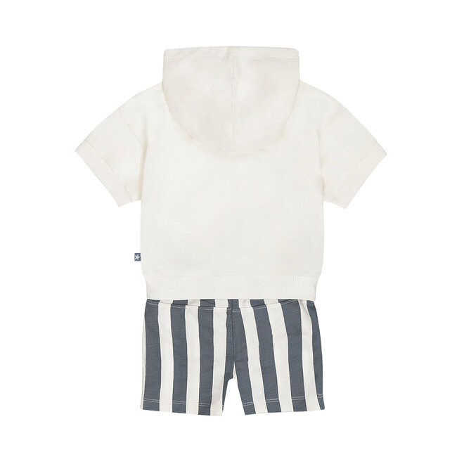 Dirkje Jungen Set Hoodie Shorts cremefarben stahlblau Dino