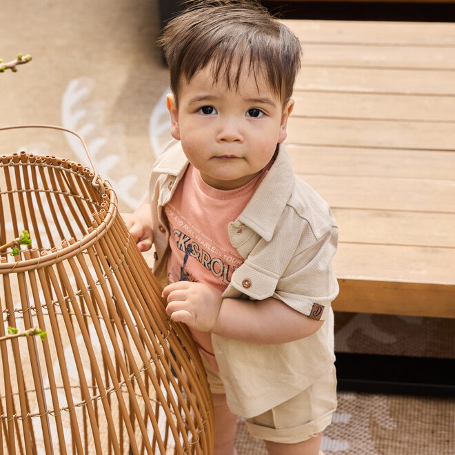 Dirkje boys' set shirt shorts blouse sand soft orange