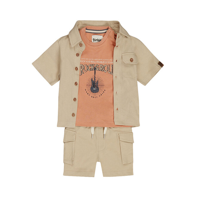 Dirkje Jungen Set Shirt Shorts Bluse sandfarben zartorange