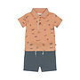 Dirkje boys' set polo shorts soft orange steel blue