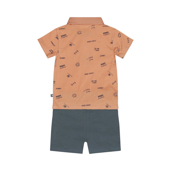 Dirkje Jungen Set Polo Shorts zartorange stahlblau