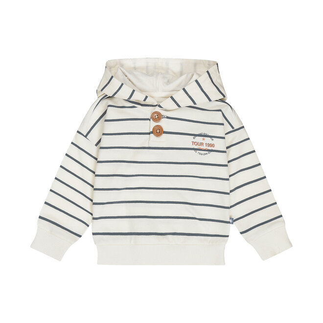 Dirkje boys' hoodie off-white steel blue striped
