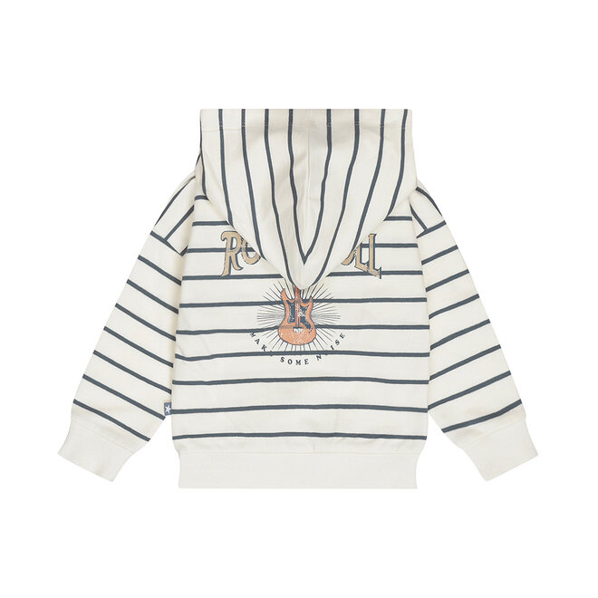 Dirkje boys' hoodie off-white steel blue striped