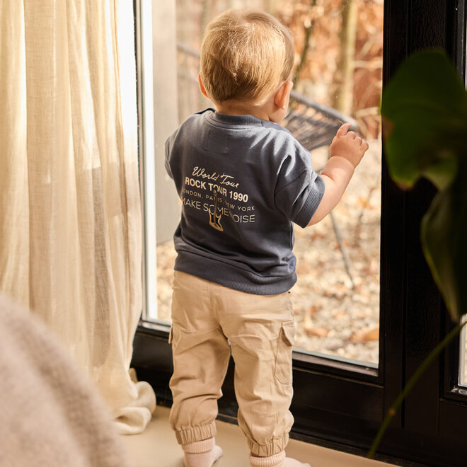 Dirkje jongens sweater korte mouw staalblauw